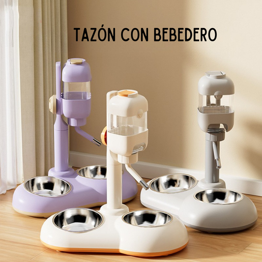 Tazón Doble con Dispensador de Agua