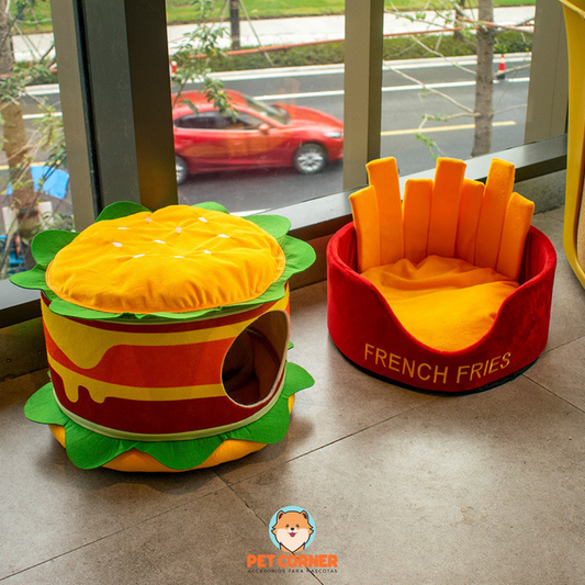 Cama en Forma de Hamburguesa o Papas Fritas